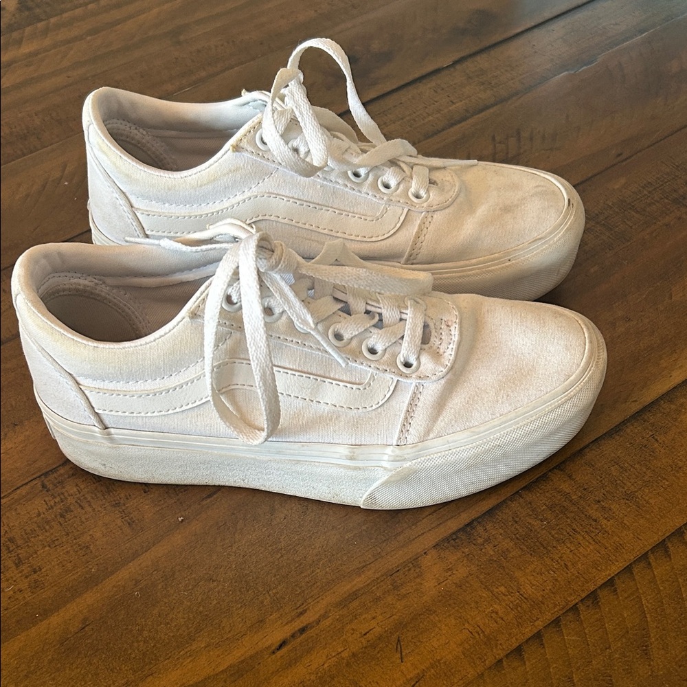 Vans Classic White Canvas Sneakers more than 50% off